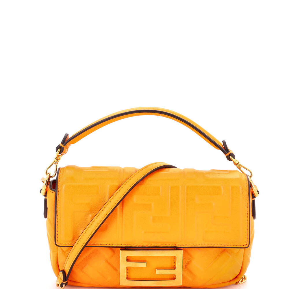 Fendi Mini Baguette NM Bag Zucca Embossed Leather